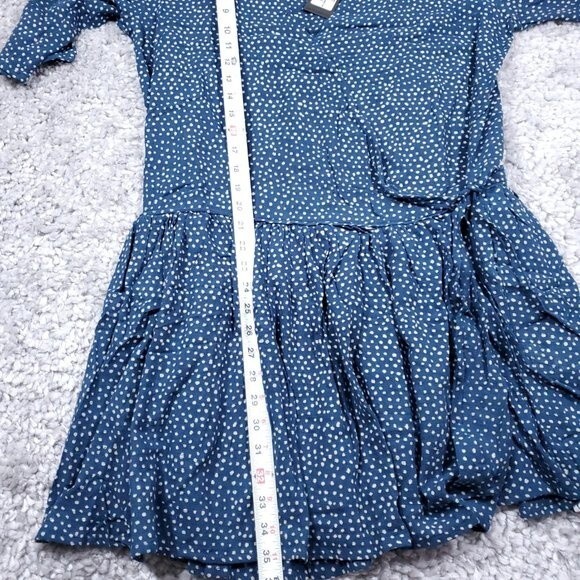 One Teaspoon Starry Night Wrap Dress Navy Blue White Dot Women's Size Medium - Picture 9 of 10